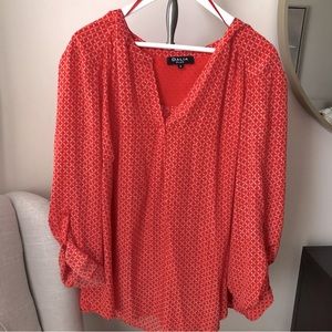 Dalia 3X Coral Orange Flowing Blouse Office Casual Resortwear Breezy Lightweight